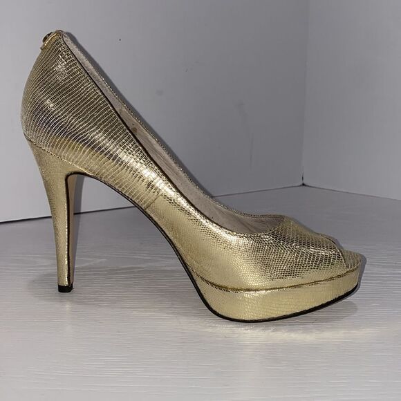 Michael Michael Kors York Platform Gold Stiletto Evening Wear Heels 7.5 - Picture 1 of 17